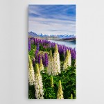 Çiçekler Üzerinden Göle Bakış Panoramik Kanvas Tablo