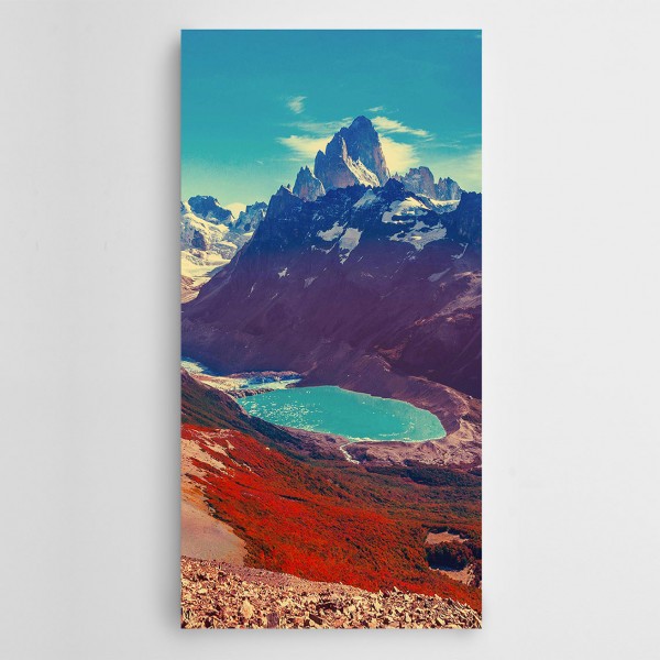 Göl Dağlar Manzara Panoramik Kanvas Tablo