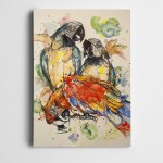 Papağanlar Renkli Kanvas Tablo