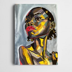 Afrikalı Kadın Sarı Renkler Kanvas Tablo
