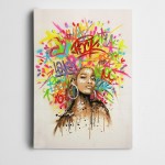 Afrikalı Kadın Renkli Boyalar Kanvas Tablo