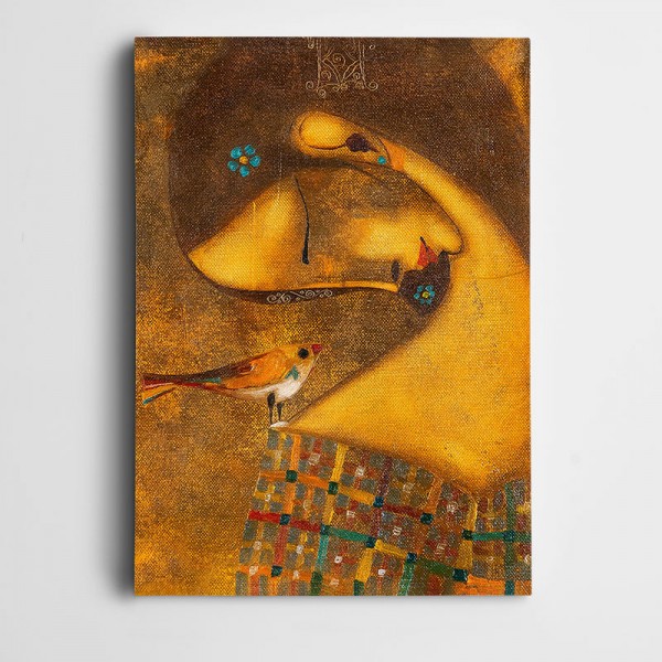 Kadın ve Kuş Modern Dekoratif Kanvas Tablo