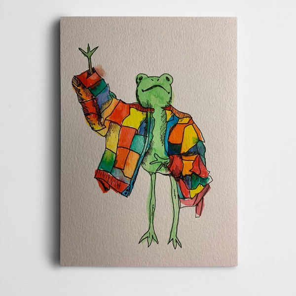 Renkli Ceketli Kurbağa Kanvas Tablo