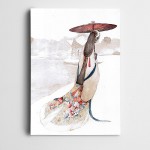 Şemsiyeli Kadın Kanvas Tablo