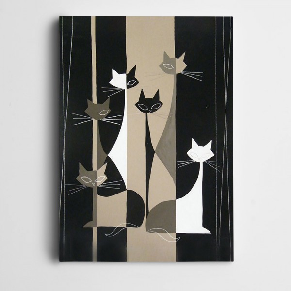 Siyah Beyaz Kediler Kanvas Tablo