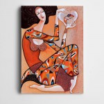 Turunculu Kadın ve Balık Dekoratif Kanvas Tablo