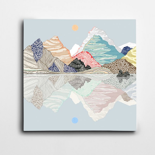 Dağlar Manzara Dekoratif Kare Kanvas Tablo