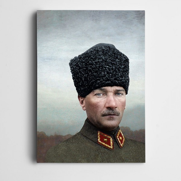 Mustafa Kemal Atatürk Şayap Kalpak Kanvas Tablo