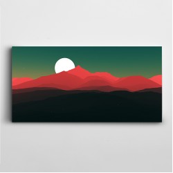 Dağlar ve Ay Panoramik Kanvas Tablo