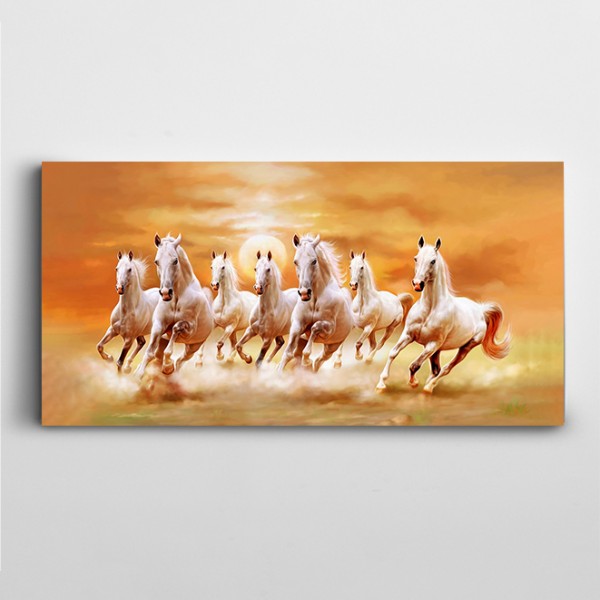 Güneş ve Atlar Panoramik Kanvas Tablo