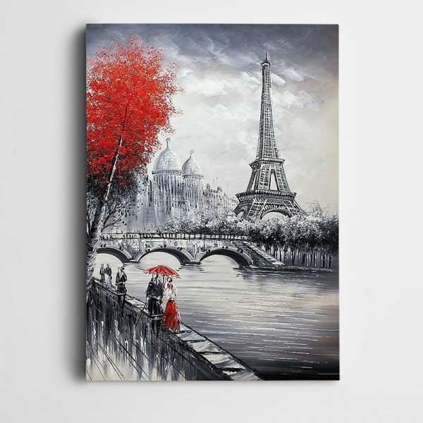Kırmızı Ağaç Paris Kanvas Tablo