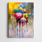 Renkli Şemsiyeli İnsanlar Kanvas Tablo
