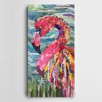 Pembe Flamingo Renkli Panoramik Kanvas Tablo