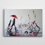 Şemsiyeli İnsanlar Dekoratif Kanvas Tablo