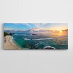 Kumsal Deniz Kayalar Güneş Panoramik Kanvas Tablo