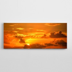Turuncu Gökyüzü Güneş Panoramik Kanvas Tablo