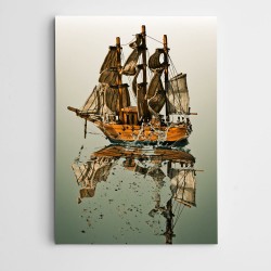 Ağaç Gemi ve Gölgesi Modern Sanat Kanvas Tablo