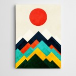 Dağlar ve Güneş Modern Sanat Kanvas Tablo