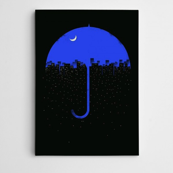 Şemsiye ve Gökdelenler Modern Sanat Kanvas Tablo