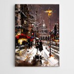 Sokak Lambası ve Kar Modern Sanat Kanvas Tablo