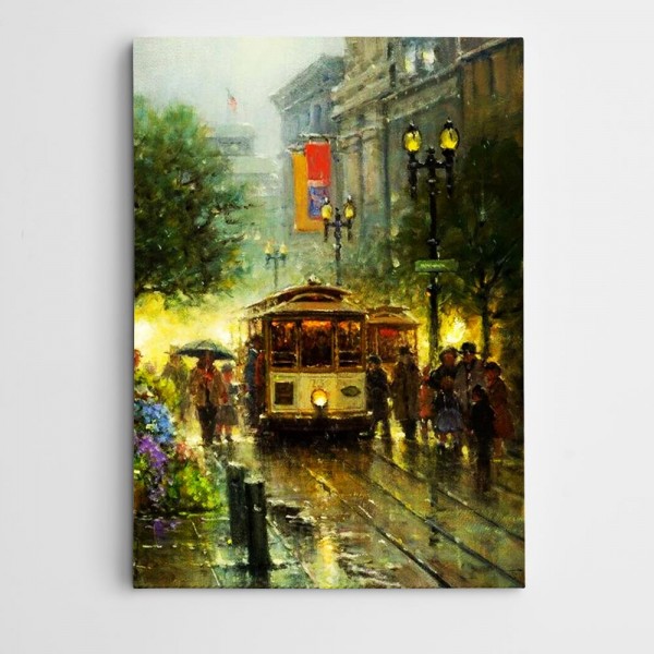 Tramvay ve Sokak Modern Sanat Kanvas Tablo