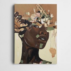 Afrikalı Kadın Boyalar Dekoratif Kanvas Tablo