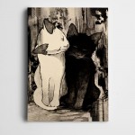 Beyaz Siyah Kediler Kanvas Tablo