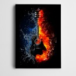 Gitar Ateş ve Su Kanvas Tablo