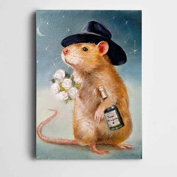 Hamster Şapkalı Kanvas Tablo