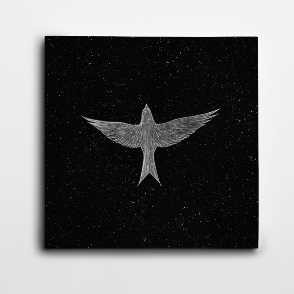 Yıldızlar Arasında Uçan Kuş Minimal Kare Kanvas Tablo