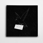 Yıldızlar Arasında Zarf ve Kuş Minimal Kare Kanvas Tablo