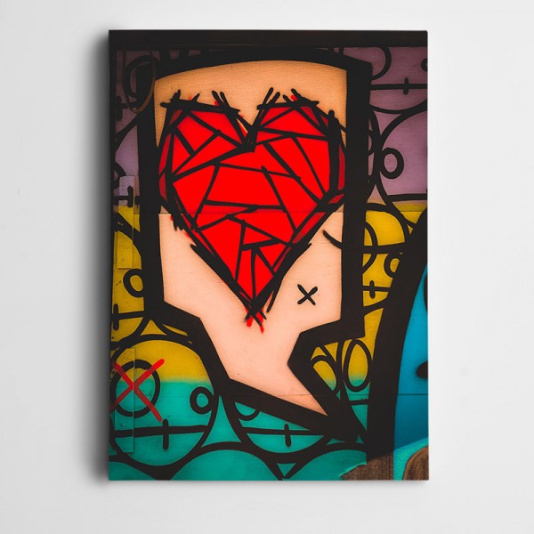 Kırmızı Kalp Dekoratif Kanvas Tablo