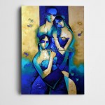 Yan Flüt Mavi Renkler Dekoratif Kanvas Tablo