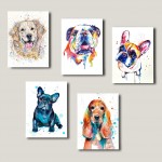 Renkli Köpekler Kolaj Parçalı Kanvas Tablo