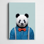 Kırmızı Papyonlu Panda Kanvas Tablo