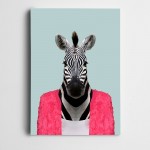 Pembe Hırkalı Zebra Kanvas Tablo
