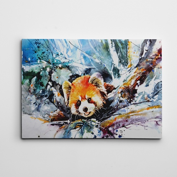 Kızıl Panda Suluboya Kanvas Tablo