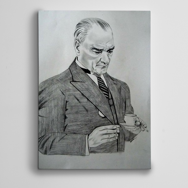 Atatürk Siyah Beyaz Kahve Kanvas Tablo