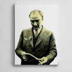 Atatürk Kitap Okurken Kanvas Tablo