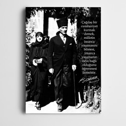  Atatürk Çağdaş Yaşamak Kanvas Tablo