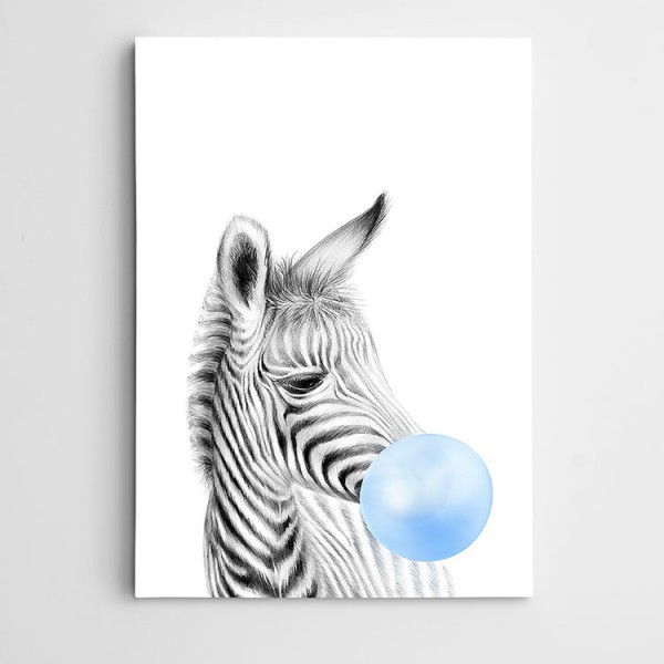 Mavi Sakızlı Zebra Kanvas Tablo
