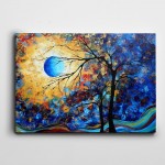Ağaç Ve Mavi Ay Kanvas Tablo