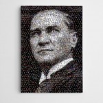 Atatürk Siyah Beyaz Mozaik Kanvas Tablo