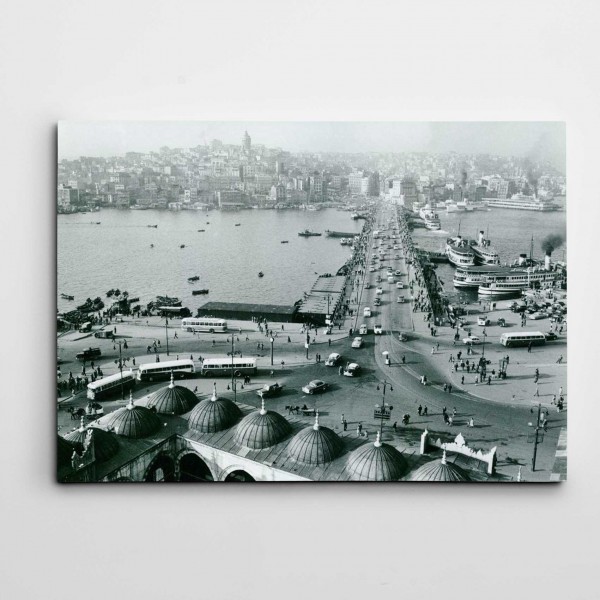 İstanbul Haliç Siyah Beyaz Kanvas Tablo