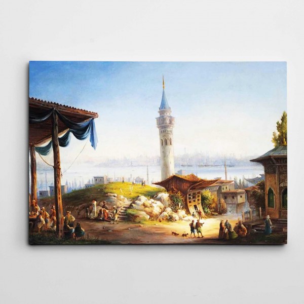 İstanbul Manzarası ve Minare Kanvas Tablo