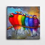 Renkli Kuşlar Modern Kare Kanvas Tablo