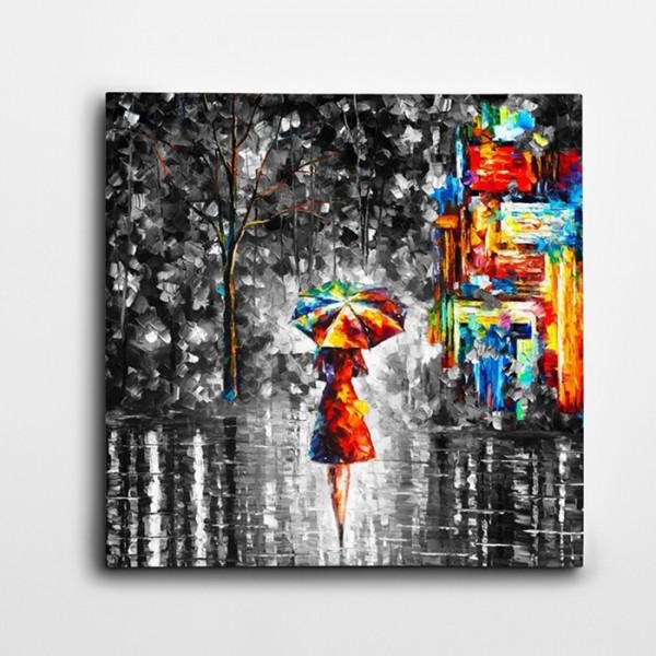 Renkli Şemsiye Modern Kare Kanvas Tablo