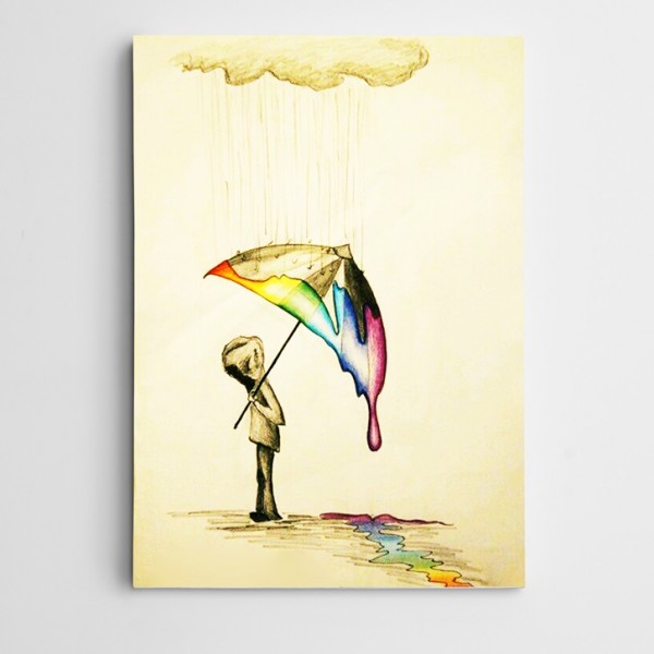 Bulut ve Şemsiye Modern Kanvas Tablo