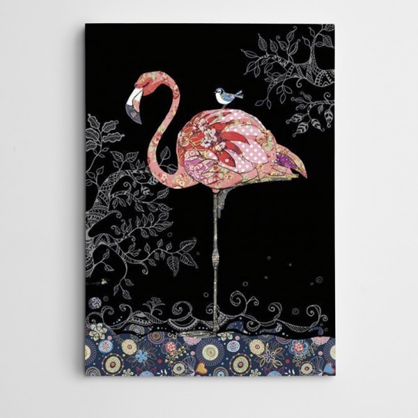 Flamingo ve Serçe Modern Sanat Kanvas Tablo