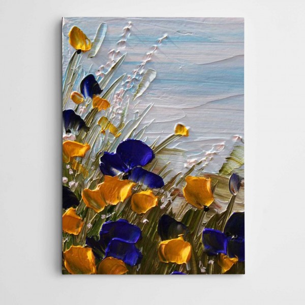 Mavi ve Sarı Çiçekler Kanvas Tablo